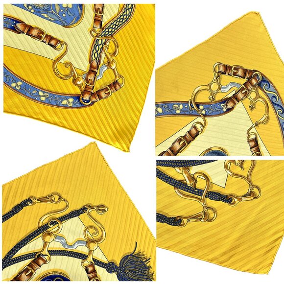 Hermès 100% Silk Pleated Scarf, ironed flat to highlight refined look in wear - Picture 6 of 14